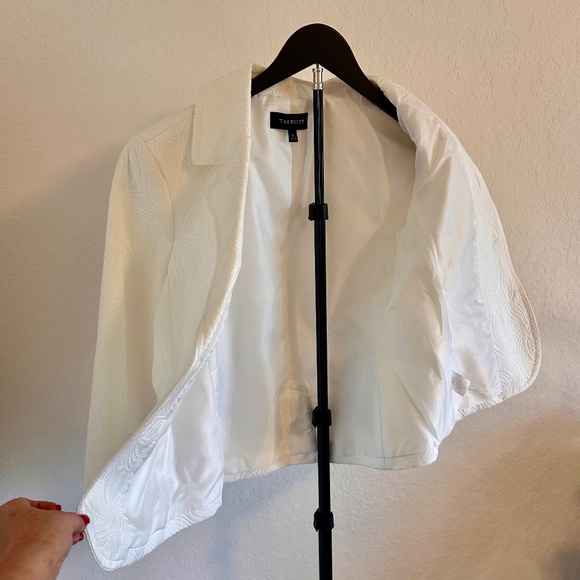 Talbots White Textured Dressy Jacket, Size 8 - Picture 4 of 6